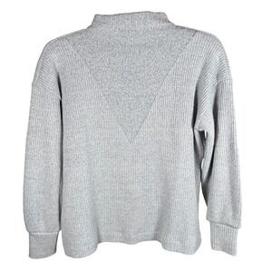 Loft Womens Gray Ribbed Mock Neck Sweater V-Back Detail Size M EUC